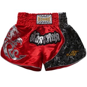 FLUORY Muay Thai Shorts, Embroidered Sports Trunks For Boxing Workout Fighting Training